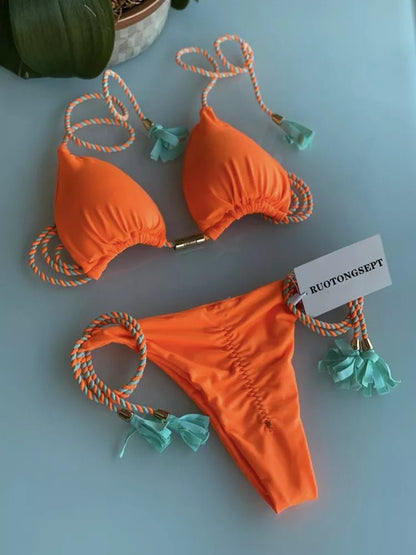 Sultry Elegance: 2023 Summer Micro Bikini Set with Push-Up Design