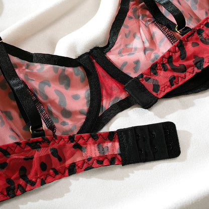 Yimunancy Leopard Mesh Lingerie Set