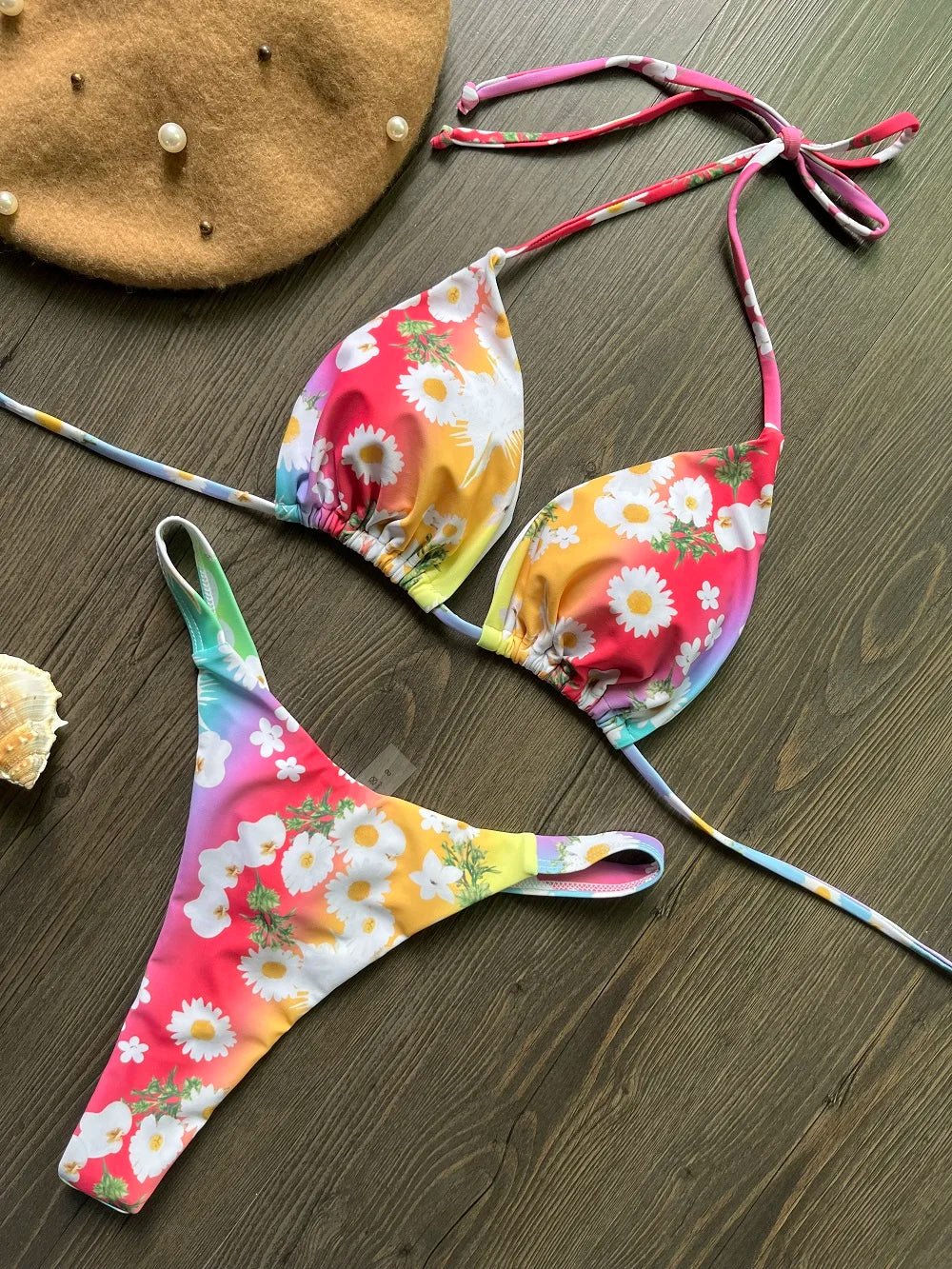 Tropical Temptation: RUOTONGSEPT 2023 Brazilian Bikini Set with Cute Cherry Print