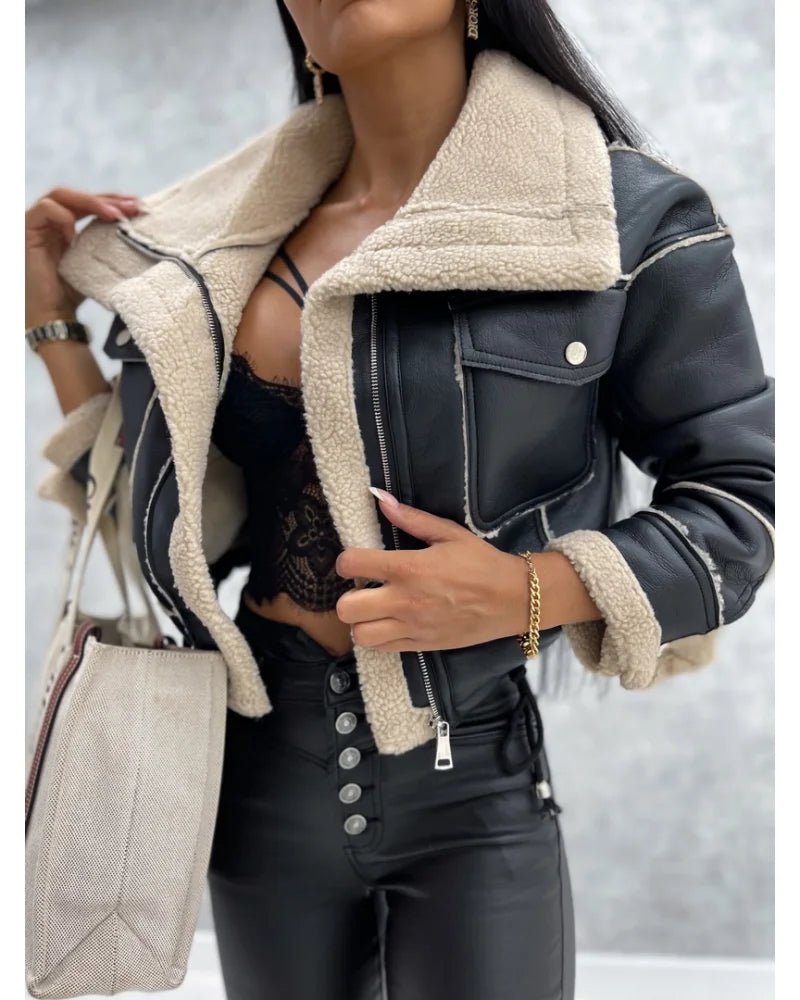 Chic PU Faux Leather Winter Jacket