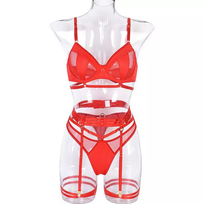 Mesh Patchwork Bra Set