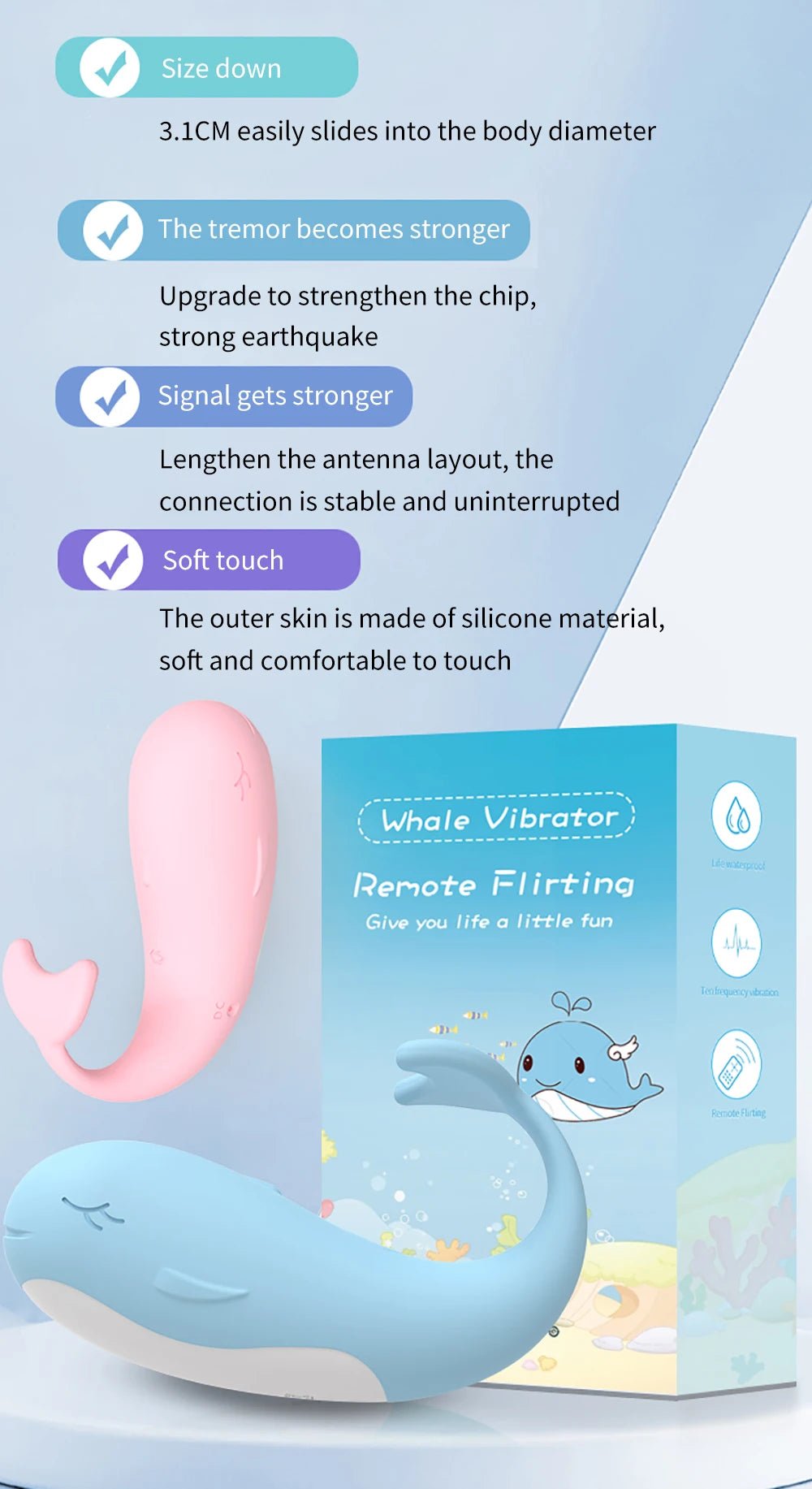 Remote-Controlled Heating Whale Vibrator