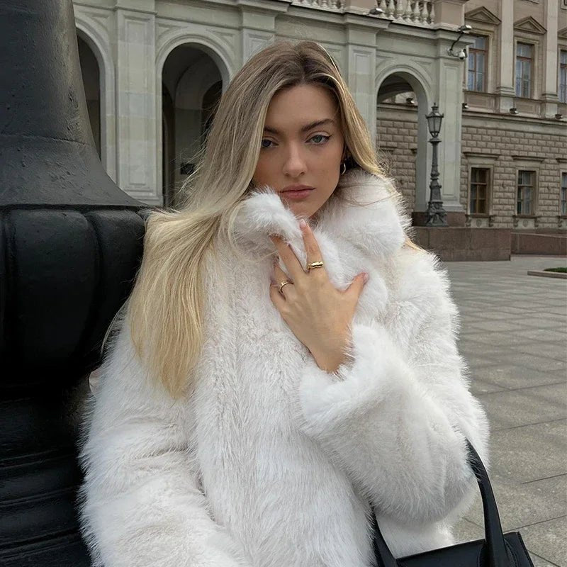 Luxury Fluffy Faux Fur Winter Coat