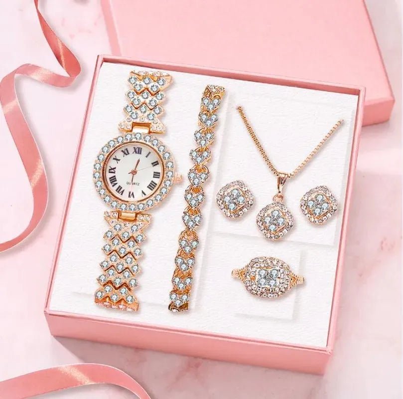 Timeless Elegance: Fashion Luxury Crystal 5-Piece Jewelry Set for Women