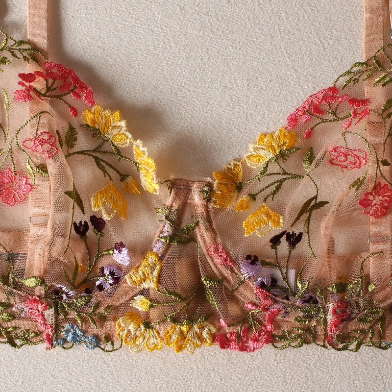 Embroidered Floral Lingerie Set