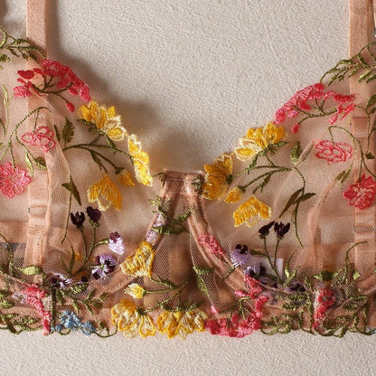 Embroidered Floral Lingerie Set