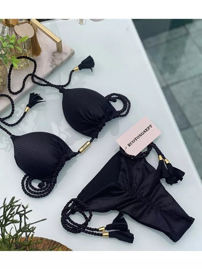 Sultry Elegance: 2023 Summer Micro Bikini Set with Push-Up Design