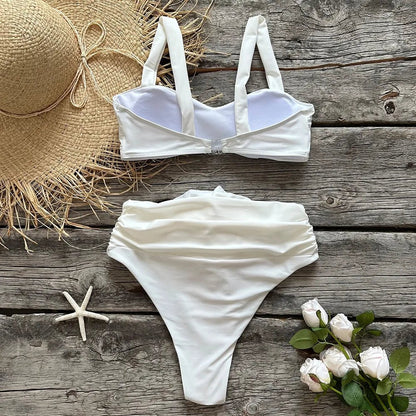 Floral Elegance: Lace-Up Push-Up Bikini Set 2023