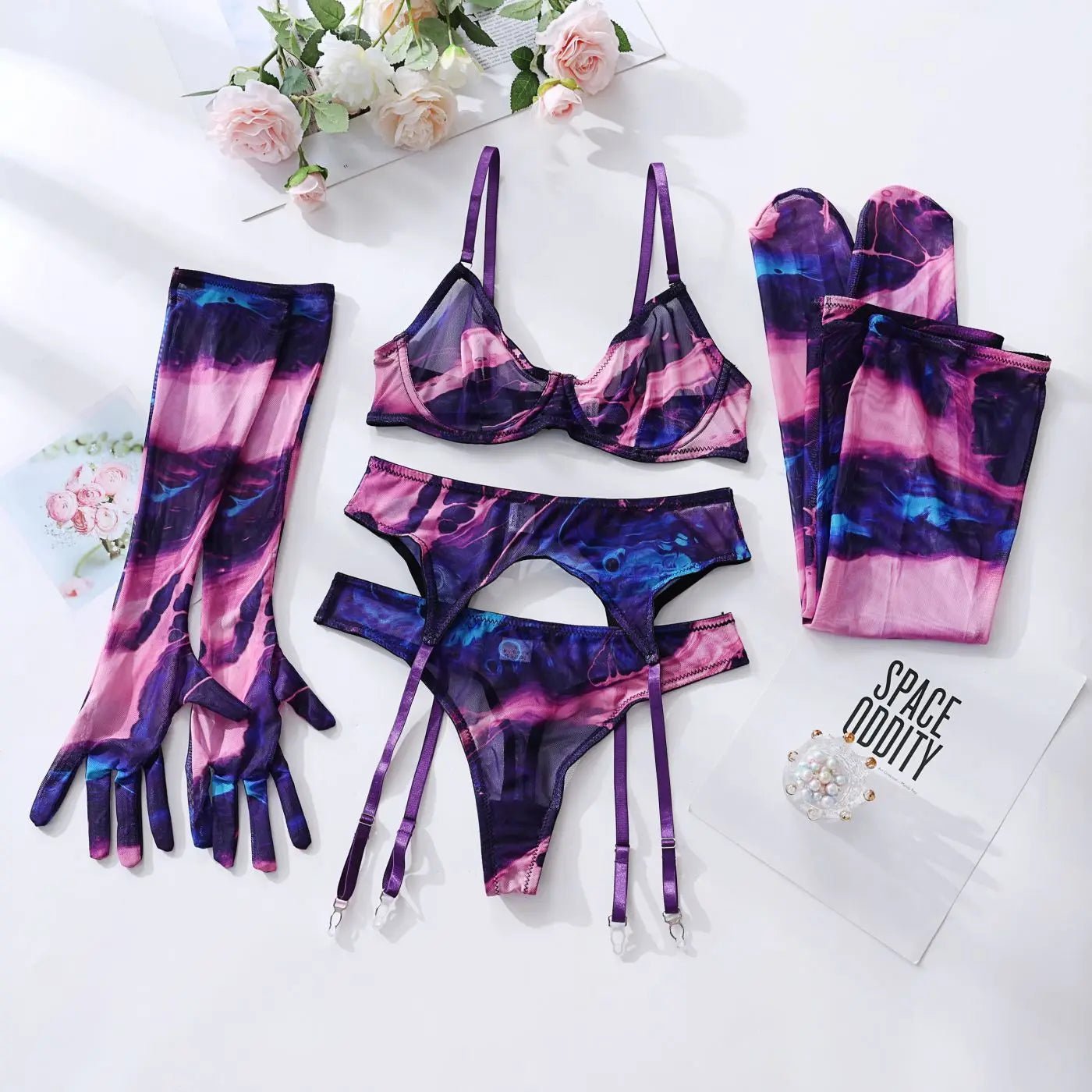 MIRABELLE Tie Dye Lace Lingerie Set