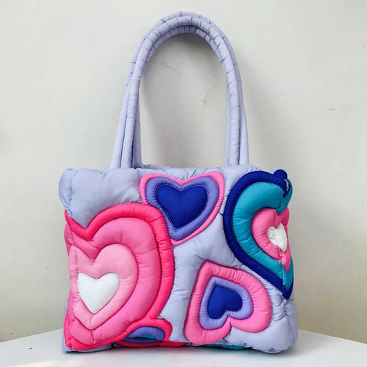 Luxury Preppy Tote Bag with Cartoon Heart