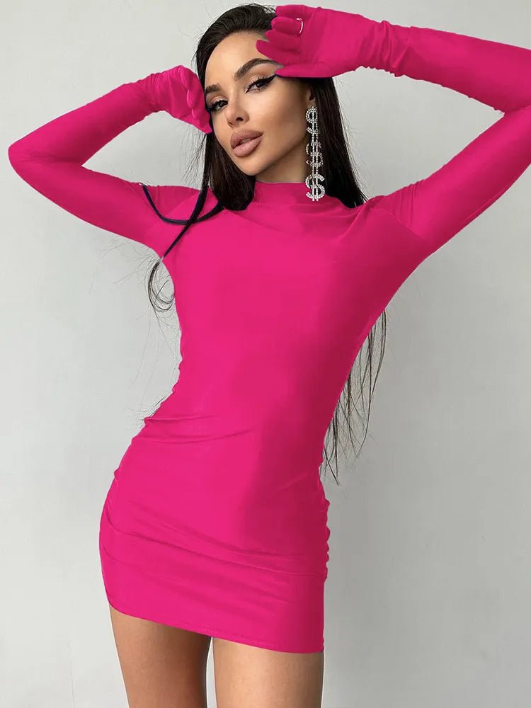 Dulzura Y2K Solid Sleeve Mini Dress