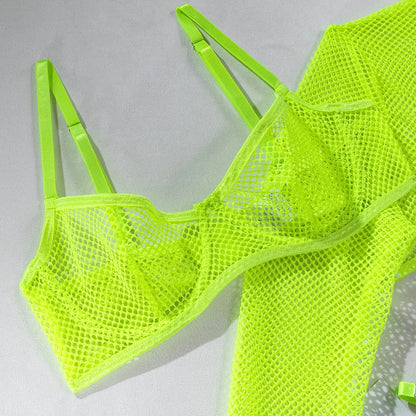 Fishnet Sheer Three-Piece Set