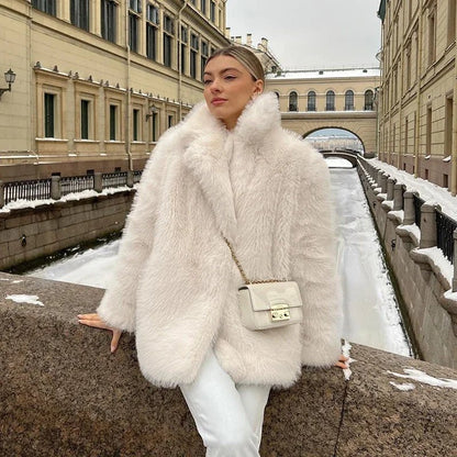 Luxury Fluffy Faux Fur Winter Coat