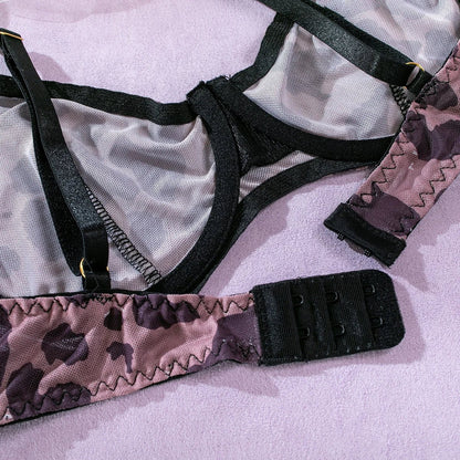 Yimunancy Leopard Mesh Lingerie Set