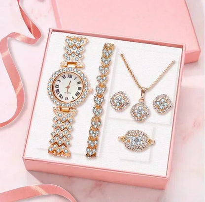 Timeless Elegance: Fashion Luxury Crystal 5-Piece Jewelry Set for Women