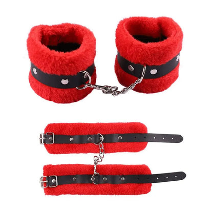 Punk Fluffy Leather Restraint Set