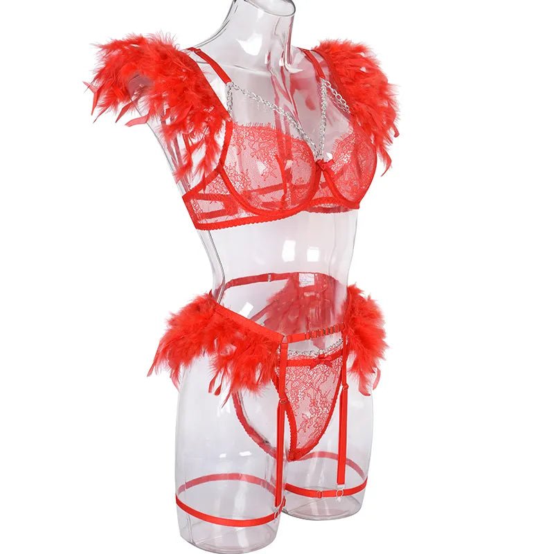 MUZISKAT Feathered Luxury Lingerie Set