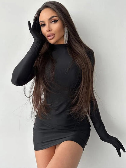 Dulzura Y2K Solid Sleeve Mini Dress