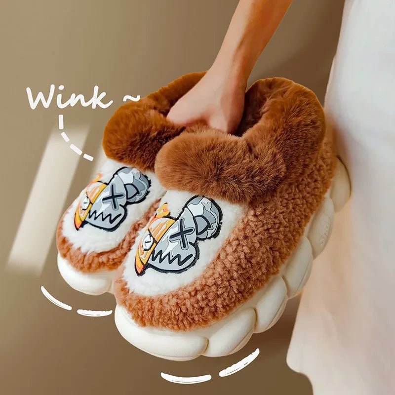 Winter Warm Hightop Slippers - Plush Comfort with Thick Bottom