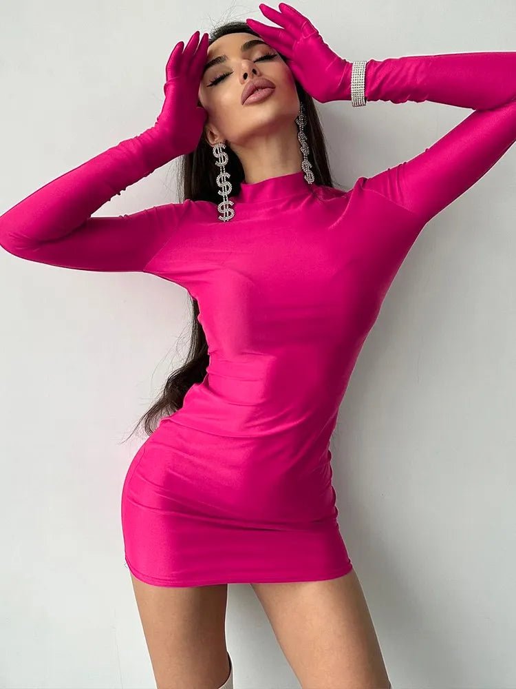 Dulzura Y2K Solid Sleeve Mini Dress