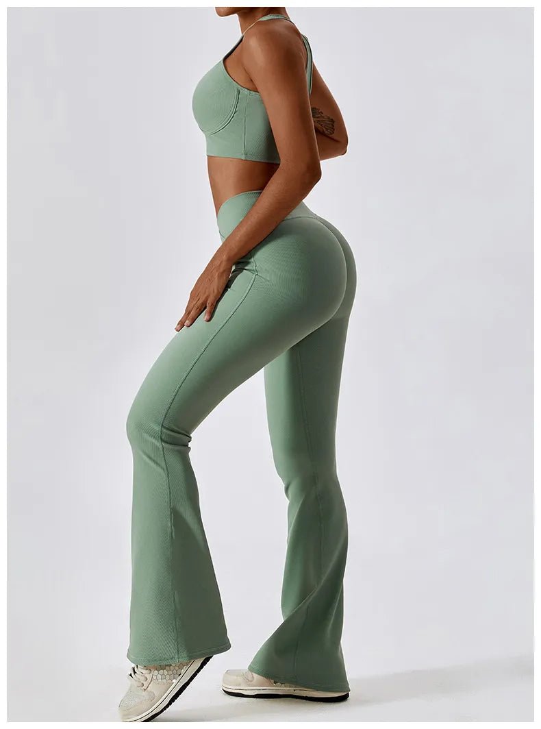 Elegance in Motion Flare Leggings - High Waist Wide Leg Pants