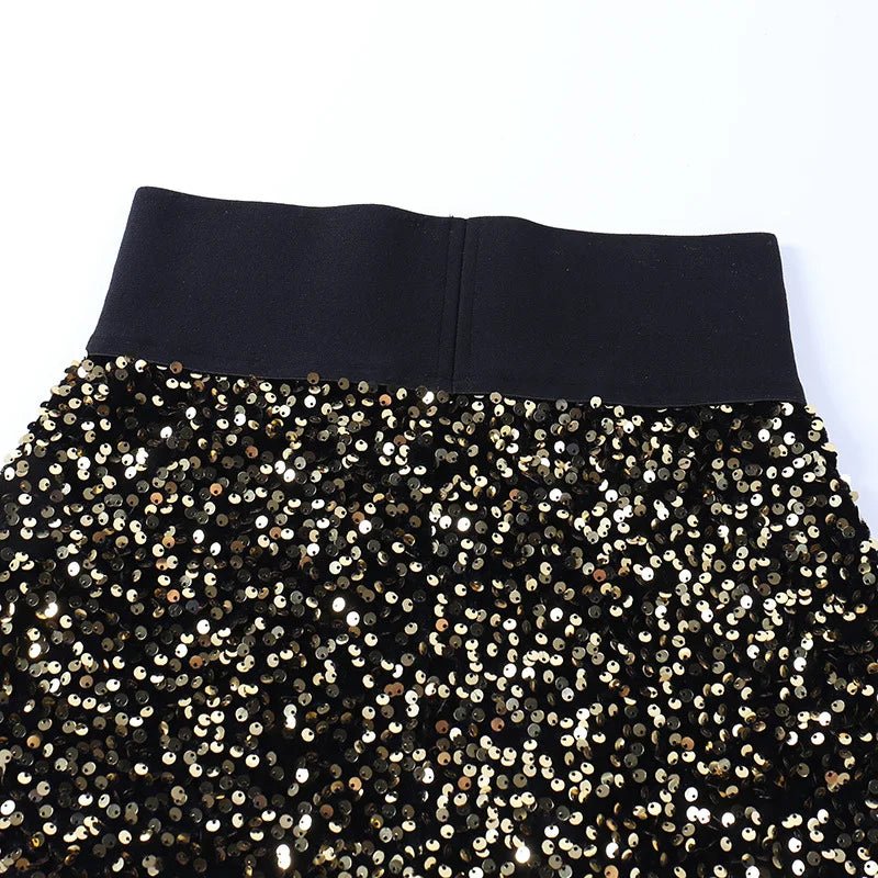 Sequined High Waist Mini Shorts