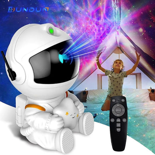 Astronaut Adventure Night Light: LED Galaxy Star Projector for Home Decor