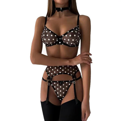 Spicy White Polka Dot Lingerie Set