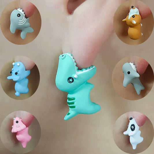 Playful Biting Cartoon Animal Stud Earrings: Cute and Funny Ear Adornments