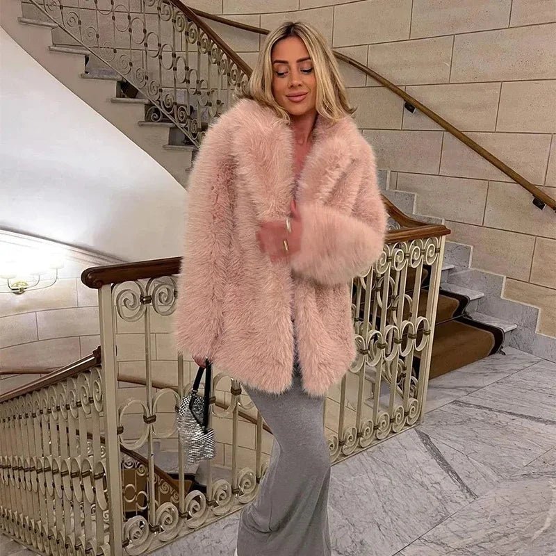 Luxury Fluffy Faux Fur Winter Coat