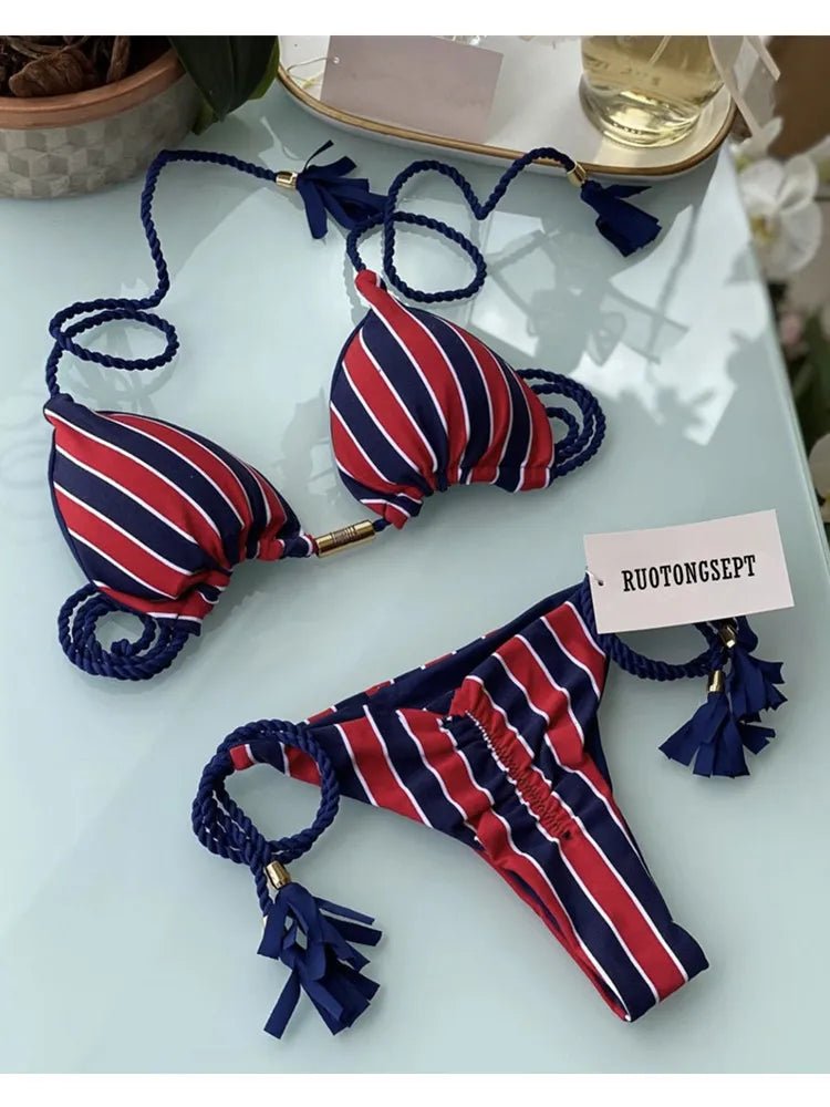 Sultry Elegance: 2023 Summer Micro Bikini Set with Push-Up Design