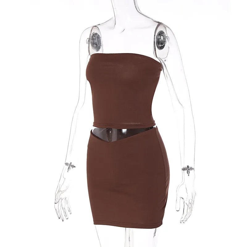 Chic Essence 2-Piece Matching Set - Sleeveless Tube Crop Top and Skirt