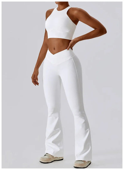 Elegance in Motion Flare Leggings - High Waist Wide Leg Pants