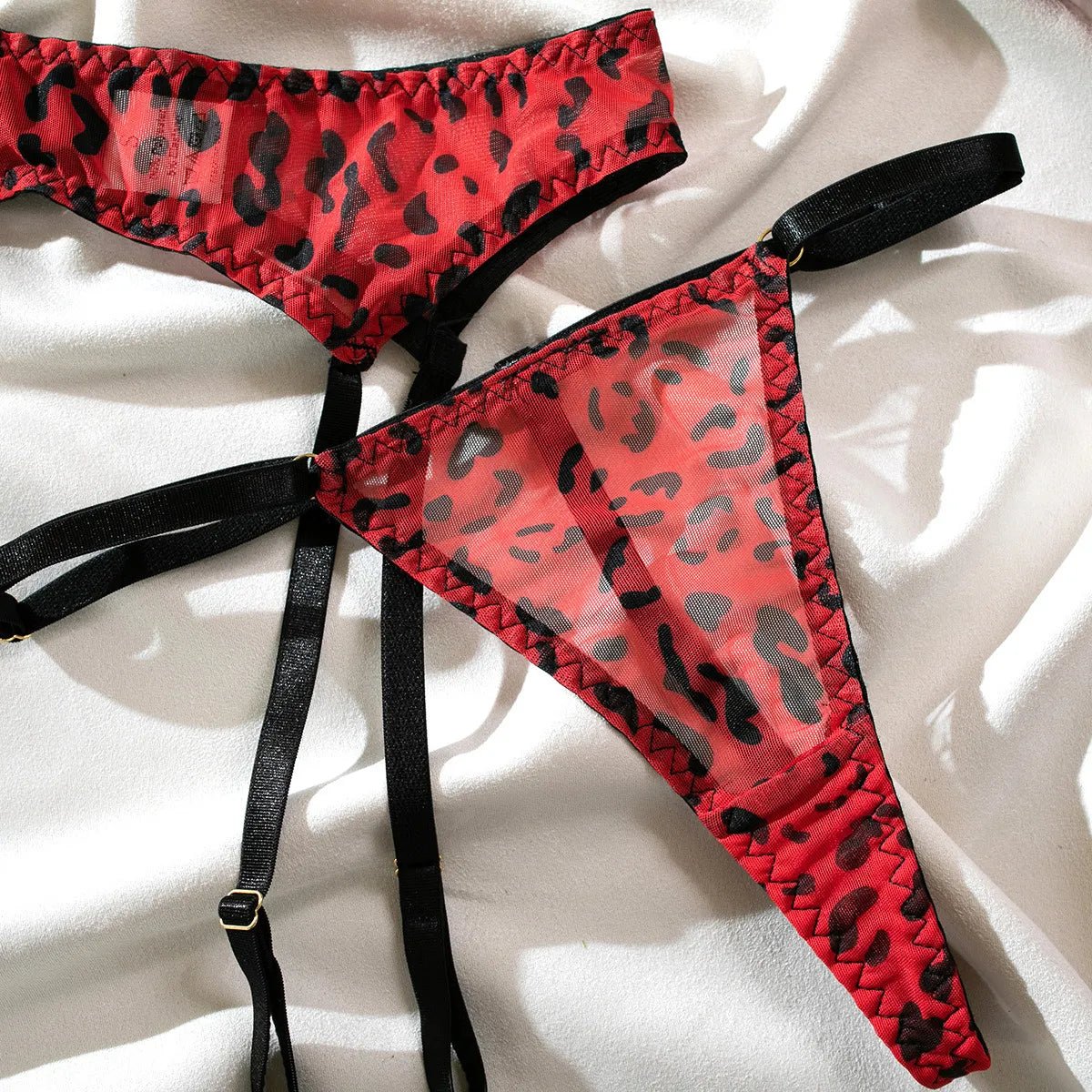 Yimunancy Leopard Mesh Lingerie Set