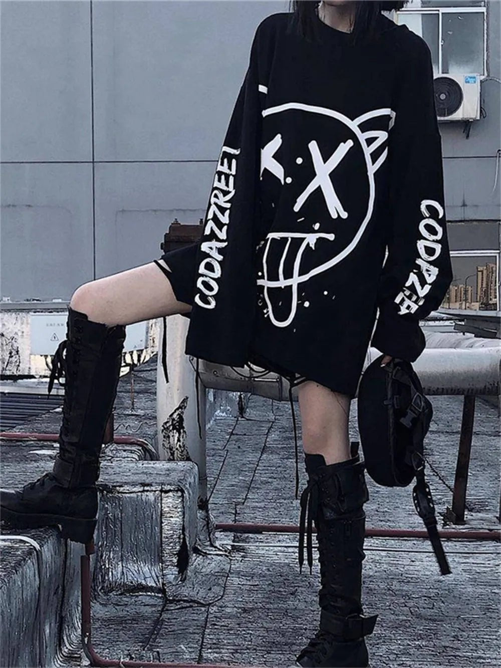 Harajuku Alt Emo Oversized Long Sleeve Tee