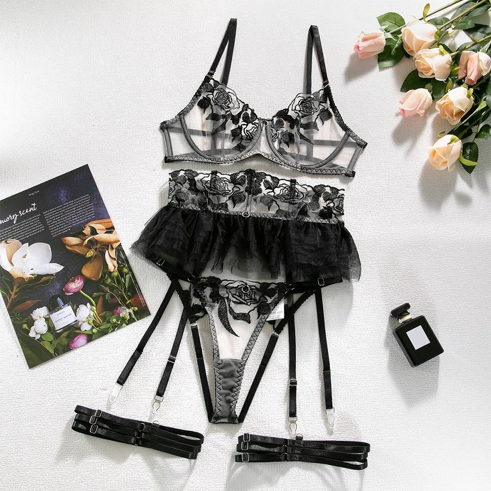 Fancy Floral Lace Lingerie Set