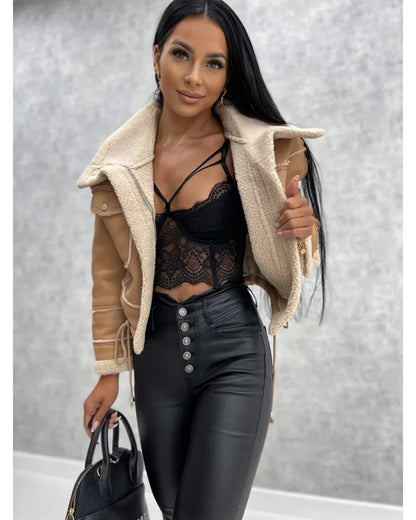 Chic PU Faux Leather Winter Jacket