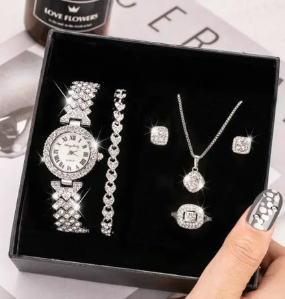 Timeless Elegance: Fashion Luxury Crystal 5-Piece Jewelry Set for Women