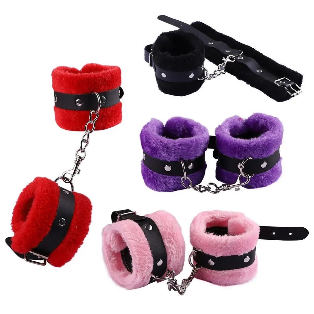 Punk Fluffy Leather Restraint Set