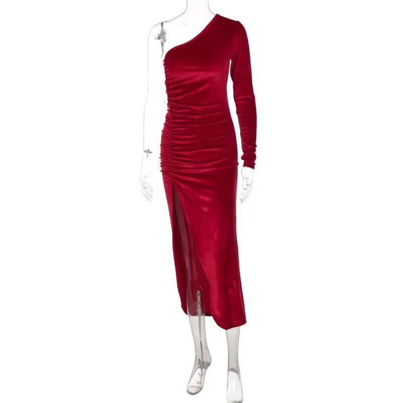 Velvet Splendor Long Sleeve Midi Dress