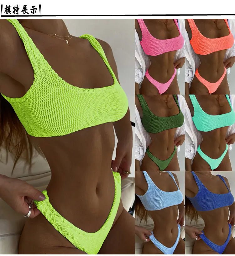 Sculpted Sophistication: Summer Solid Color Bikini Set