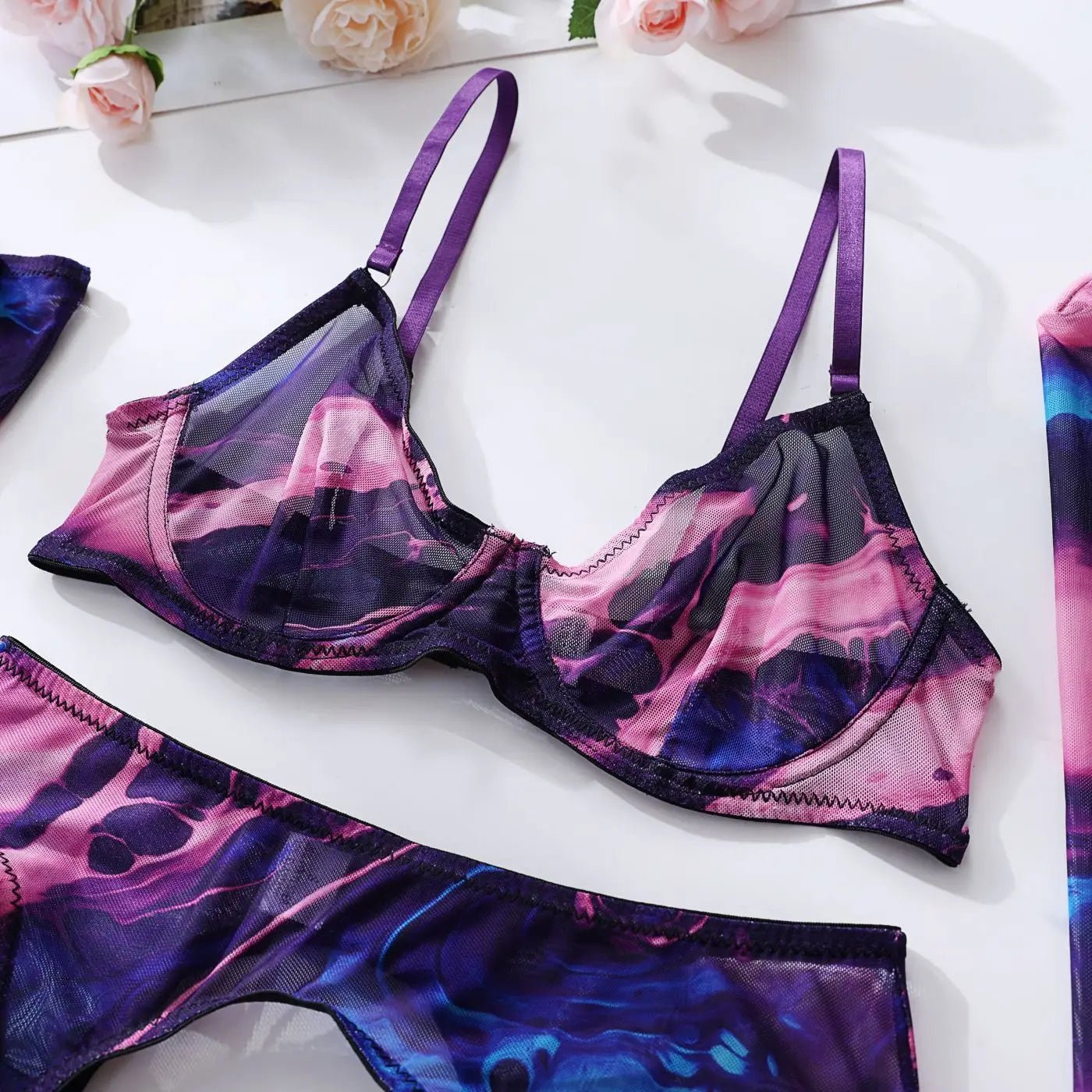 MIRABELLE Tie Dye Lace Lingerie Set