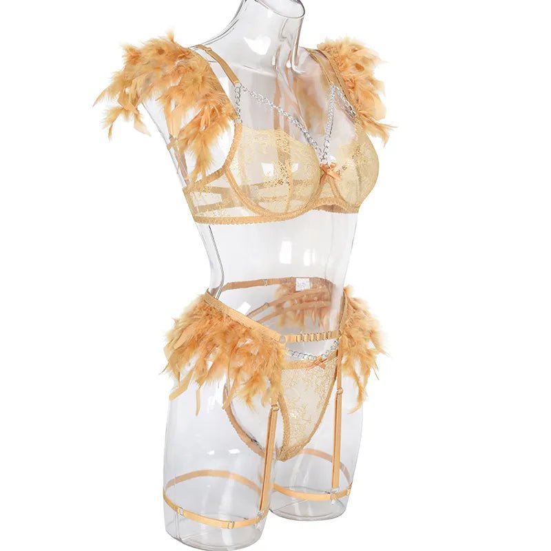 MUZISKAT Feathered Luxury Lingerie Set