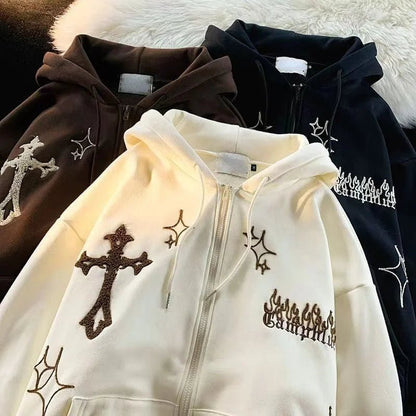 Gothic Embroidery Retro Hoodies