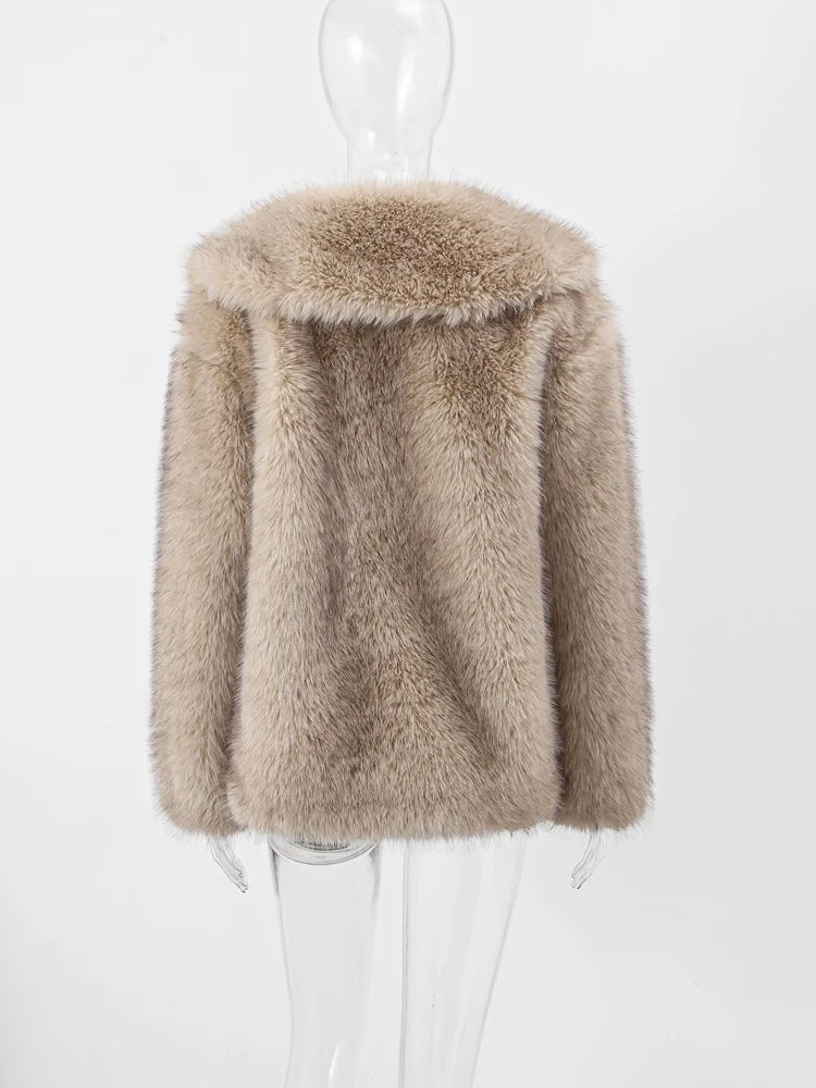 Luxury Fluffy Faux Fur Winter Coat