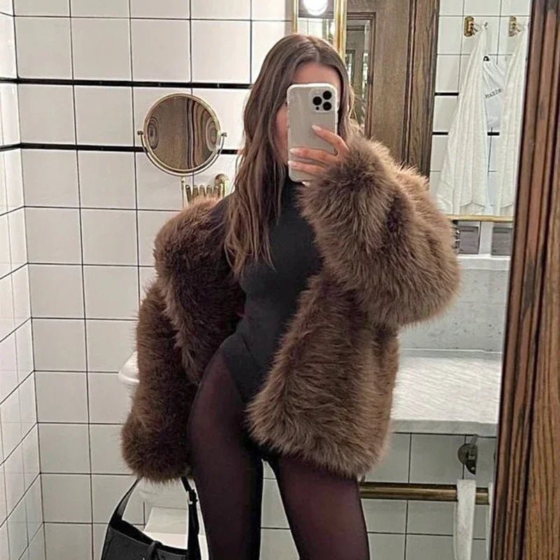 Luxury Fluffy Faux Fur Winter Coat