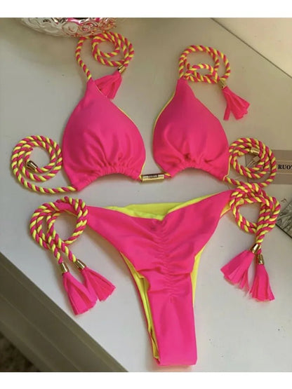 Sultry Elegance: 2023 Summer Micro Bikini Set with Push-Up Design