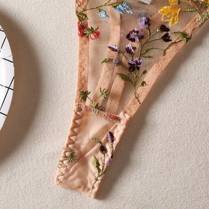 Embroidered Floral Lingerie Set