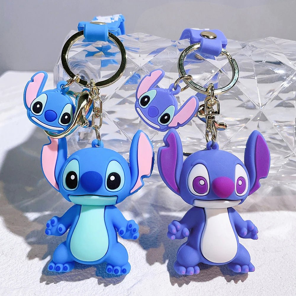 Charming Stitch: Anime Figure Keychain with Sweet Pink Angel Design