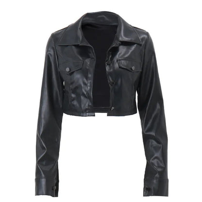 Xeemilo Y2K Faux Leather Short Jacket